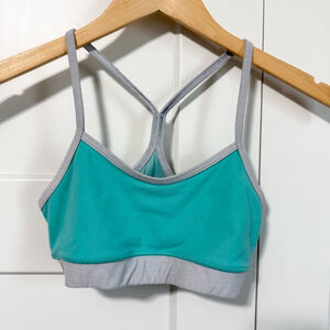 Lululemon Flow Y Bra Nulu vista green and gray light support size 2